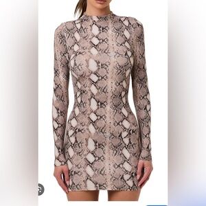 NWT NAKED wardrobe tan snakeskin print mini dress - SOLD OUT